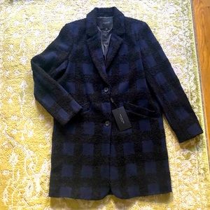 NWT Marc New York Navy and Black Plaid Coat